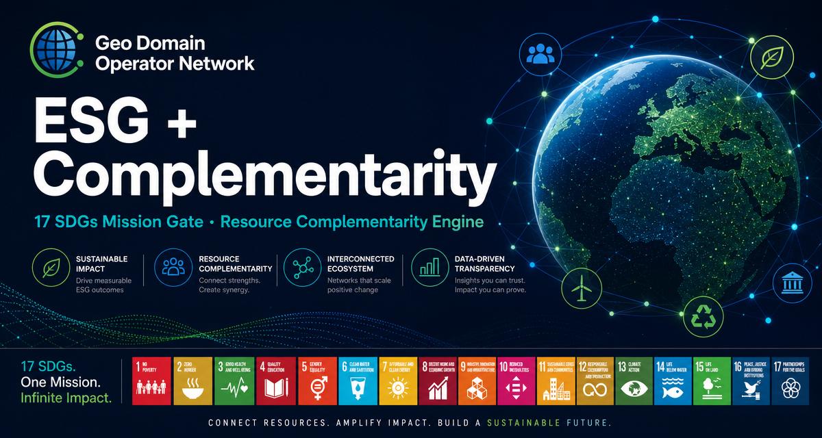 Mission · ESG · SDG — Geo Domain Operator Network branded OG card